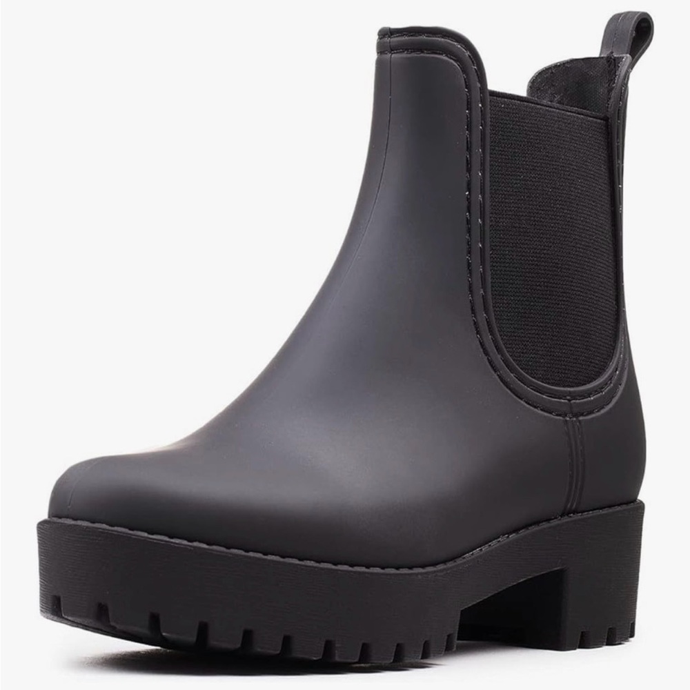 Jeffrey Campbell Cloudy Rain Boot Black Chelsea Platform Rain Boot - Women